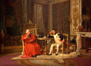 Napoléon Bonaparte en discussion avec Joseph Fesch. Deux hommes à l'origine de la création du musée fesch à Ajaccio situé à quelques km du village vacances Paese di Lava au bord de mer en Corse du Sud