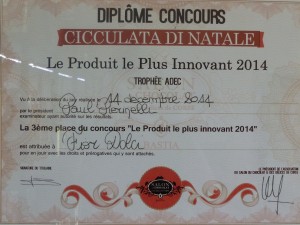 Le titre du produit le plus innovant décerné à La Maison Fiordolci par le Salon du Chocolat et des Délices de Corse à Bastia en 2014