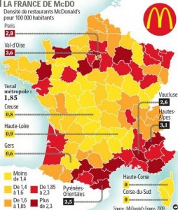 Carte des restaurants Mc Donald's en Corse et en France